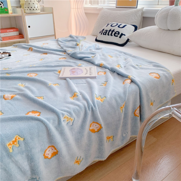 91家纺网 家纺一手货源 找家纺 蜜柚 2024新款立体锁边云朵绒印花毛毯四季毯 狮子王