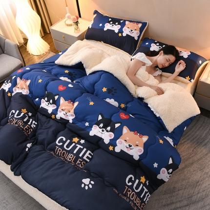 91家纺网 家纺一手货源 找家纺 圣靓 2025新款加厚印花羊羔绒冬被被芯春秋被子 幸福旺旺