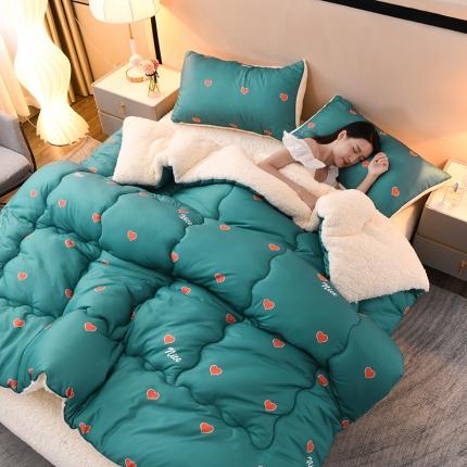 91家纺网 家纺一手货源 找家纺 圣靓 2025新款加厚印花羊羔绒冬被被芯春秋被子 驿动的心