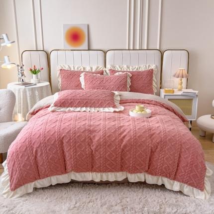 91家纺网 家纺一手货源 找家纺 （总）KA家纺 2025新款冬季花边款塔芙绒四件套