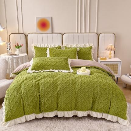 91家纺网 家纺一手货源 找家纺 （总）KA家纺 2025新款冬季花边款塔芙绒四件套