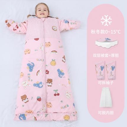 91家纺网 家纺一手货源 找家纺 婴儿全棉睡袋春秋冬季薄款宝宝儿童中大童加厚防踢被被子四季通用