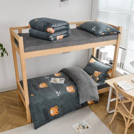 91家纺网 家纺一手货源 找家纺 （总）宅部落2022新款学生宿舍牛奶绒三件套单人法莱绒四件套