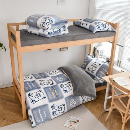 91家纺网 家纺一手货源 找家纺 （总）宅部落2022新款学生宿舍牛奶绒三件套单人法莱绒四件套