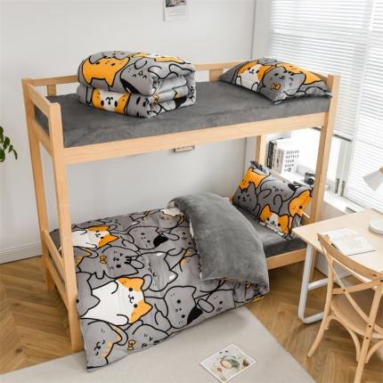 91家纺网 家纺一手货源 找家纺 （总）宅部落2022新款学生宿舍牛奶绒三件套单人法莱绒四件套