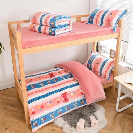 91家纺网 家纺一手货源 找家纺 （总）宅部落2022新款学生宿舍牛奶绒三件套单人法莱绒四件套