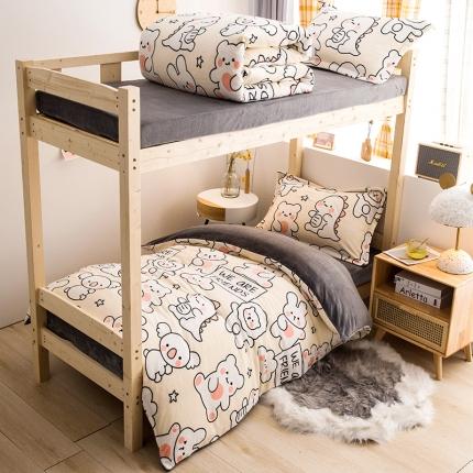 91家纺网 家纺一手货源 找家纺 （总）宅部落2022新款学生宿舍牛奶绒三件套单人法莱绒四件套