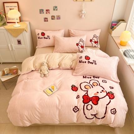 91家纺网 家纺一手货源 找家纺 （总）川悦生活 2022新款牛奶绒毛巾绣四件套