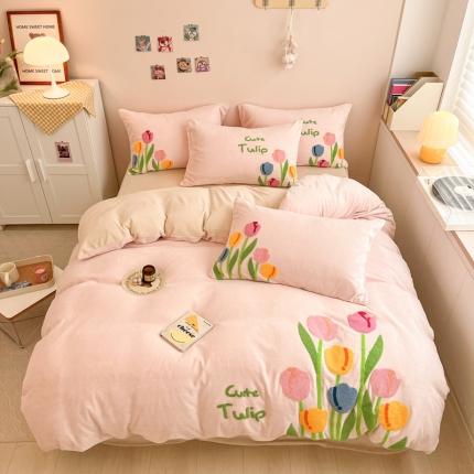 91家纺网 家纺一手货源 找家纺 （总）川悦生活 2022新款牛奶绒毛巾绣四件套