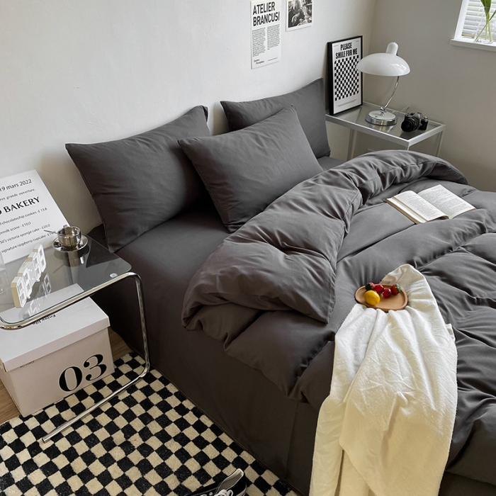 91家纺网 家纺一手货源 找家纺 赫然家纺 2026新款纯色磨毛系列床单款四件套 深灰
