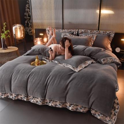 91家纺网 家纺一手货源 找家纺 （总）金莎浪 2022新款A类加厚婴儿绒刺绣四件套-乔安娜