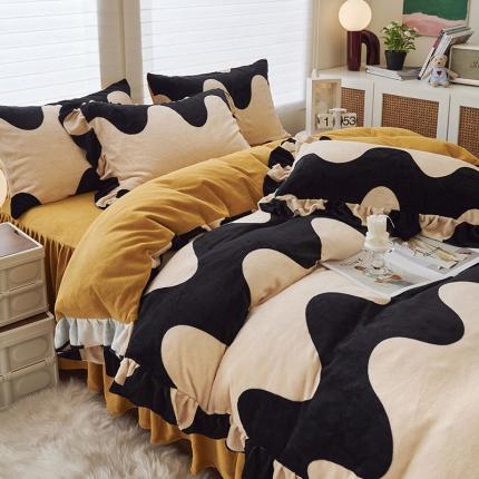 91家纺网 家纺一手货源 找家纺 （总）2023新款 包小包 高克重小清新印花花边牛奶绒四件套