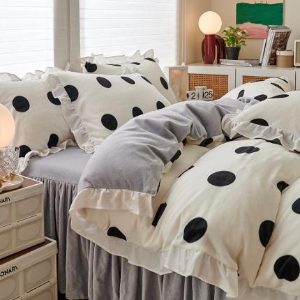 91家纺网 家纺一手货源 找家纺 （总）2023新款 包小包 高克重小清新印花花边牛奶绒四件套