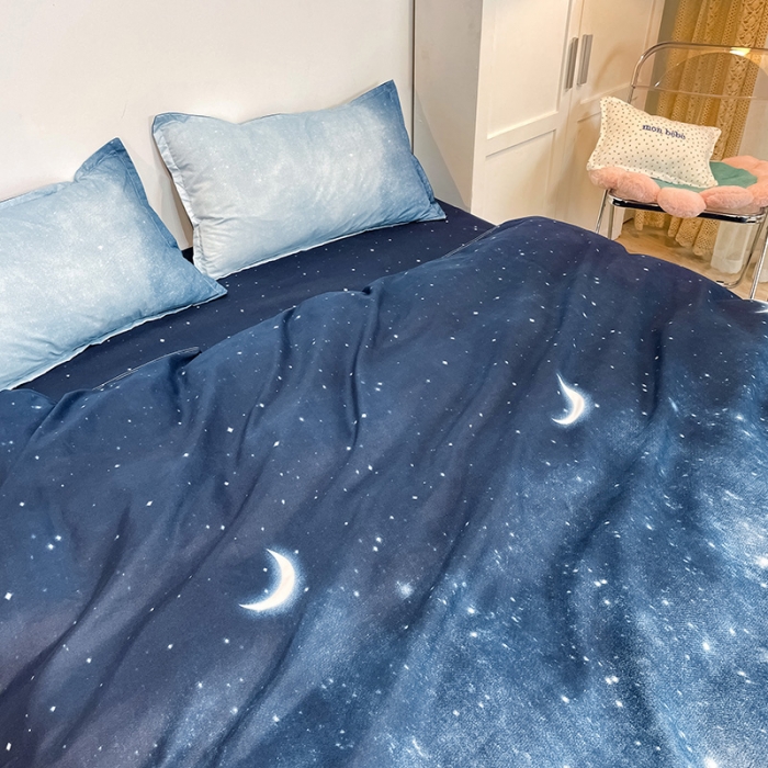 91家纺网 家纺一手货源 找家纺 赫然家纺 新款舒适柔软亲肤爆款芦荟棉四件套货源充足夜空