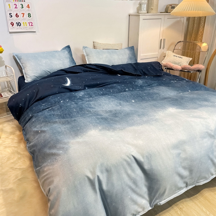 91家纺网 家纺一手货源 找家纺 赫然家纺 新款舒适柔软亲肤爆款芦荟棉四件套货源充足夜空