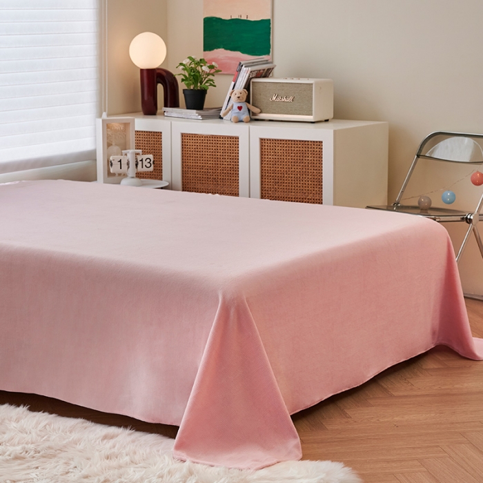 91家纺网 家纺一手货源 找家纺 2023新款包小包高克重小清新印花花边牛奶绒四件套彩虹女孩