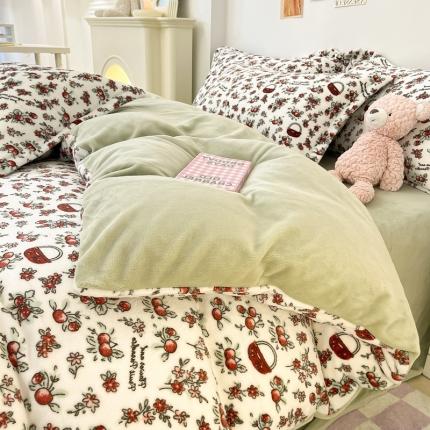 91家纺网 家纺一手货源 找家纺 （总）川悦生活 2022新款卡通小清新雪花绒牛奶绒四件套