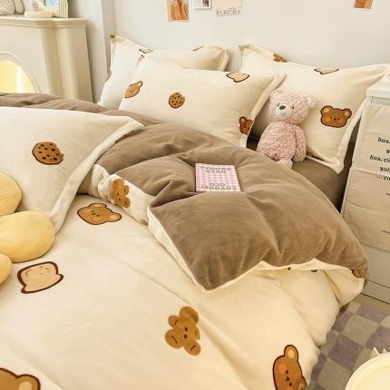 91家纺网 家纺一手货源 找家纺 （总）川悦生活 2022新款卡通小清新雪花绒牛奶绒四件套