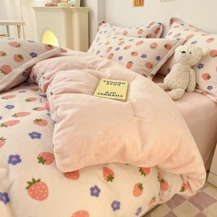 91家纺网 家纺一手货源 找家纺 （总）川悦生活 2022新款卡通小清新雪花绒牛奶绒四件套