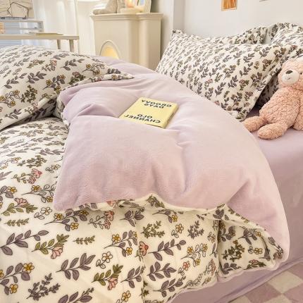 91家纺网 家纺一手货源 找家纺 （总）川悦生活 2022新款卡通小清新雪花绒牛奶绒四件套