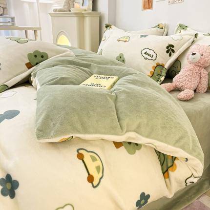 91家纺网 家纺一手货源 找家纺 （总）川悦生活 2022新款卡通小清新雪花绒牛奶绒四件套