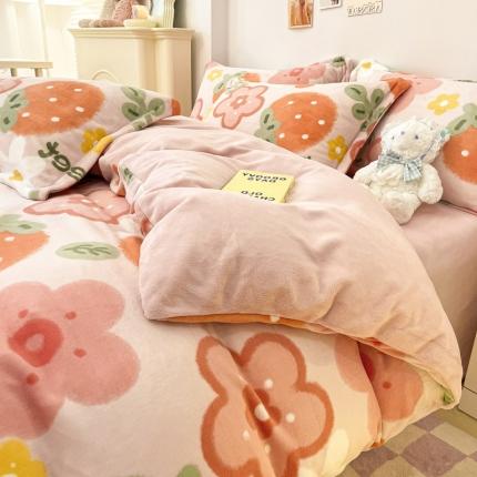 91家纺网 家纺一手货源 找家纺 （总）川悦生活 2022新款卡通小清新雪花绒牛奶绒四件套