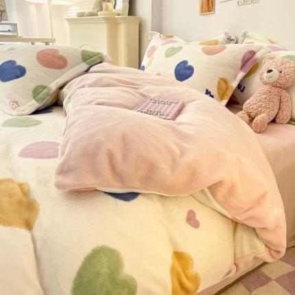 91家纺网 家纺一手货源 找家纺 （总）川悦生活 2022新款卡通小清新雪花绒牛奶绒四件套