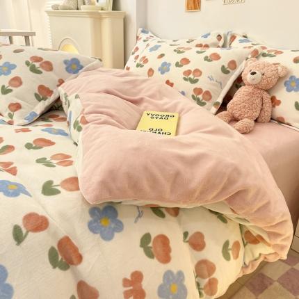 91家纺网 家纺一手货源 找家纺 （总）川悦生活 2022新款卡通小清新雪花绒牛奶绒四件套