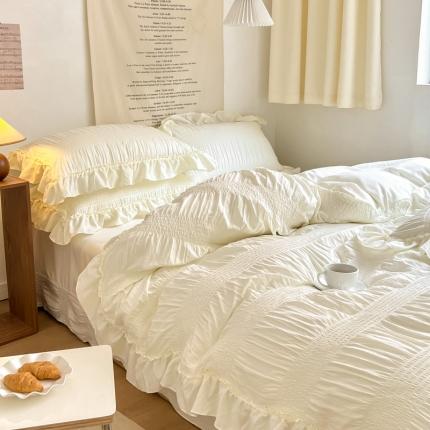 慕澄2022新款直播爆款仙女泡泡纱四件套 白百合