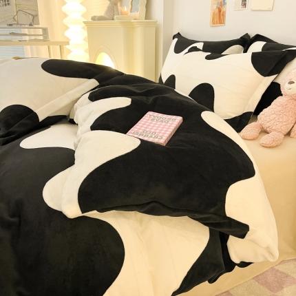 91家纺网 家纺一手货源 找家纺 （总）川悦生活 2022新款卡通小清新雪花绒牛奶绒四件套