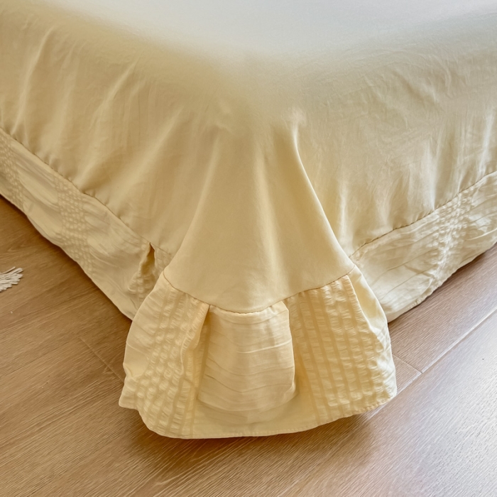 91家纺网 家纺一手货源 找家纺 慕澄2022新款直播爆款仙女泡泡纱四件套 黄玉米