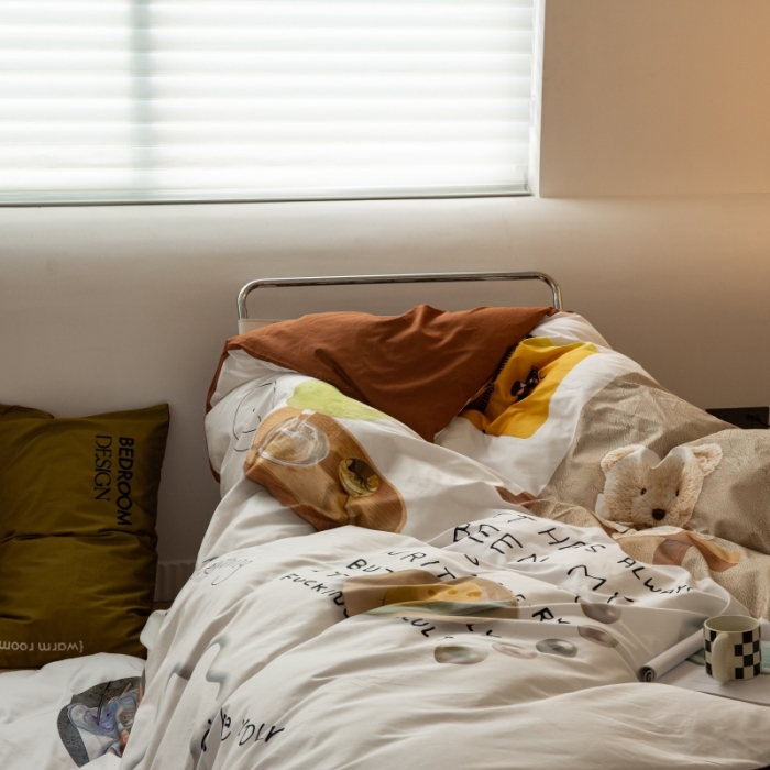 91家纺网 家纺一手货源 找家纺 安莱生活2022八月如歌ins韩风60支数码印花四件套 八月如歌-焦糖