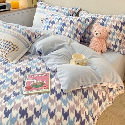 91家纺网 家纺一手货源 找家纺 （总）川悦生活 2022新款卡通小清新雪花绒牛奶绒四件套