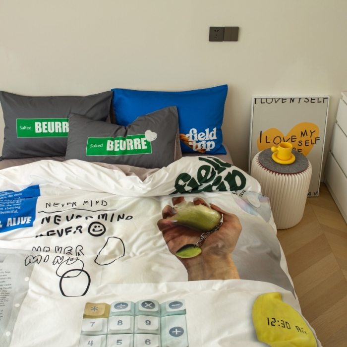 91家纺网 家纺一手货源 找家纺 安莱生活2022八月如歌ins韩风60支数码印花四件套 八月如歌-浅灰