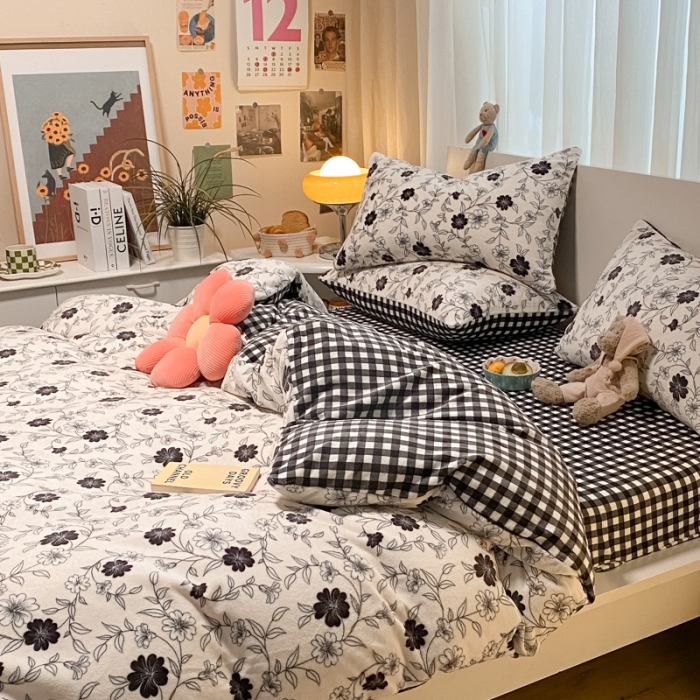 91家纺网 家纺一手货源 找家纺 大渔生活 2024新款牛奶绒印花系列四件套 秋意浓