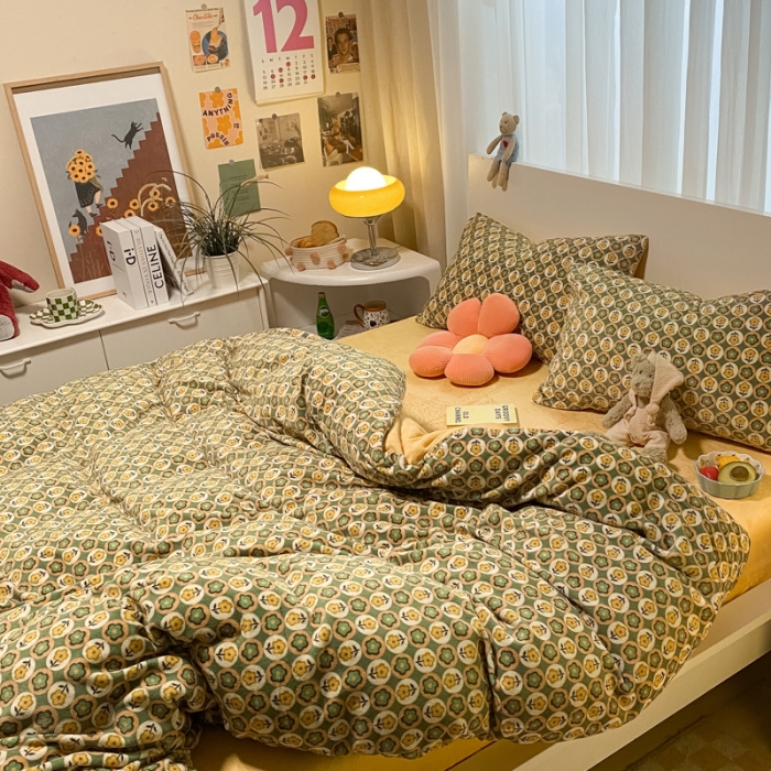 91家纺网 家纺一手货源 找家纺 大渔生活 2024新款牛奶绒印花系列四件套 时光物语