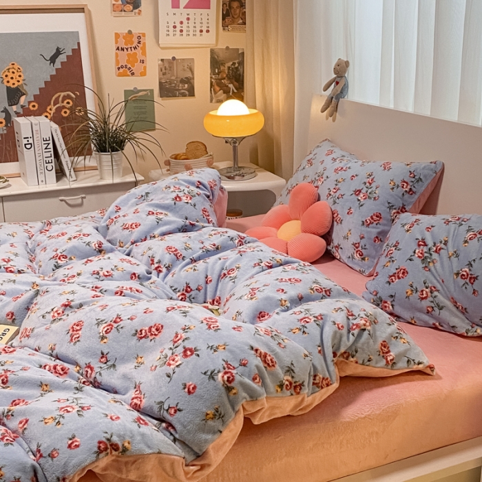 91家纺网 家纺一手货源 找家纺 大渔生活 2024新款牛奶绒印花系列四件套 西雅