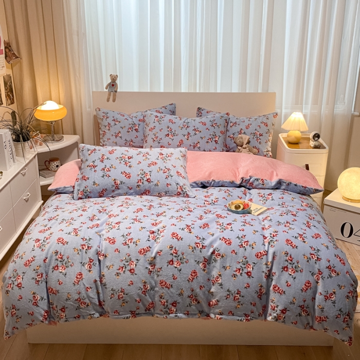 91家纺网 家纺一手货源 找家纺 大渔生活 2024新款牛奶绒印花系列四件套 西雅