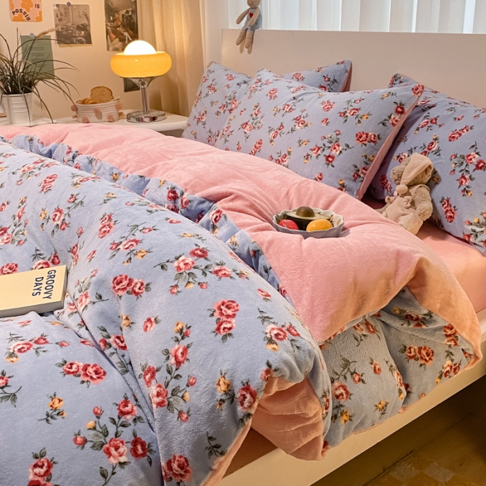 91家纺网 家纺一手货源 找家纺 大渔生活 2024新款牛奶绒印花系列四件套 西雅