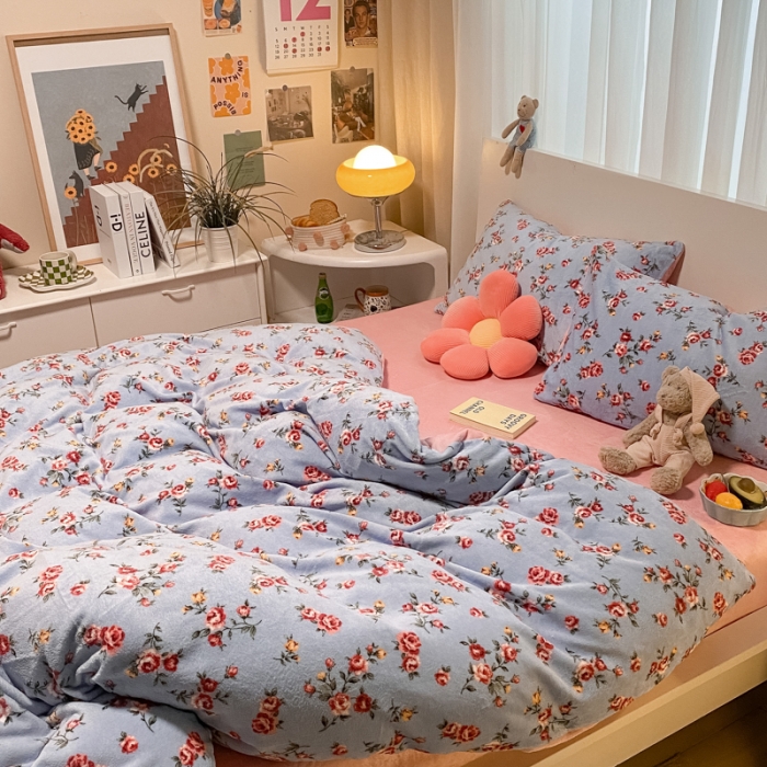 91家纺网 家纺一手货源 找家纺 大渔生活 2024新款牛奶绒印花系列四件套 西雅