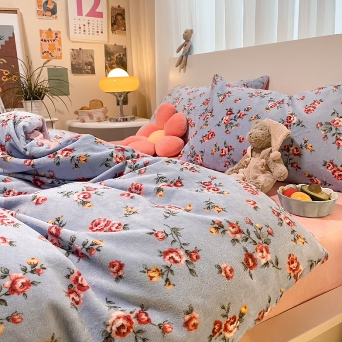 91家纺网 家纺一手货源 找家纺 大渔生活 2024新款牛奶绒印花系列四件套 西雅