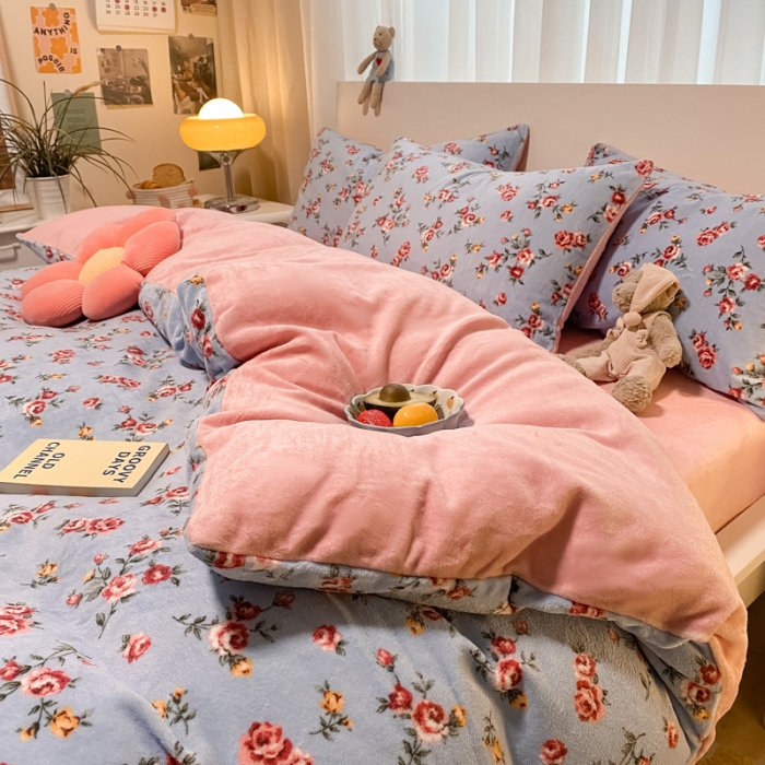 91家纺网 家纺一手货源 找家纺 大渔生活 2024新款牛奶绒印花系列四件套 西雅