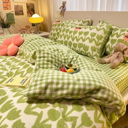 大渔生活 2024新款牛奶绒印花系列四件套 小情调