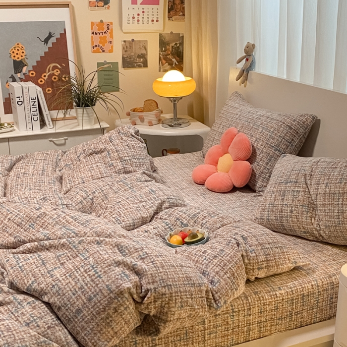 91家纺网 家纺一手货源 找家纺 大渔生活 2024新款牛奶绒印花系列四件套 小香思