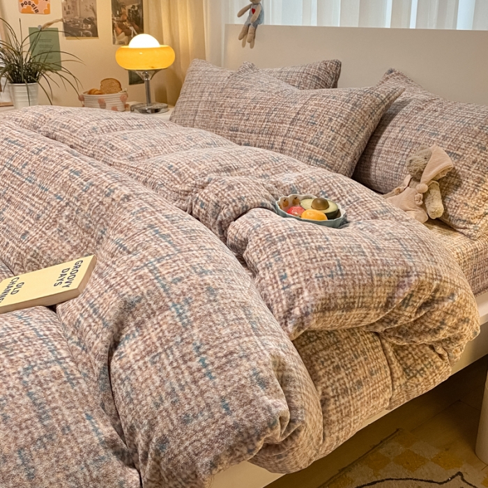 91家纺网 家纺一手货源 找家纺 大渔生活 2024新款牛奶绒印花系列四件套 小香思