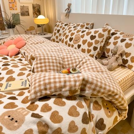 大渔生活 2024新款牛奶绒印花系列四件套 心动