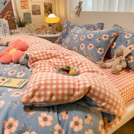 大渔生活 2024新款牛奶绒印花系列四件套 悠悠花海