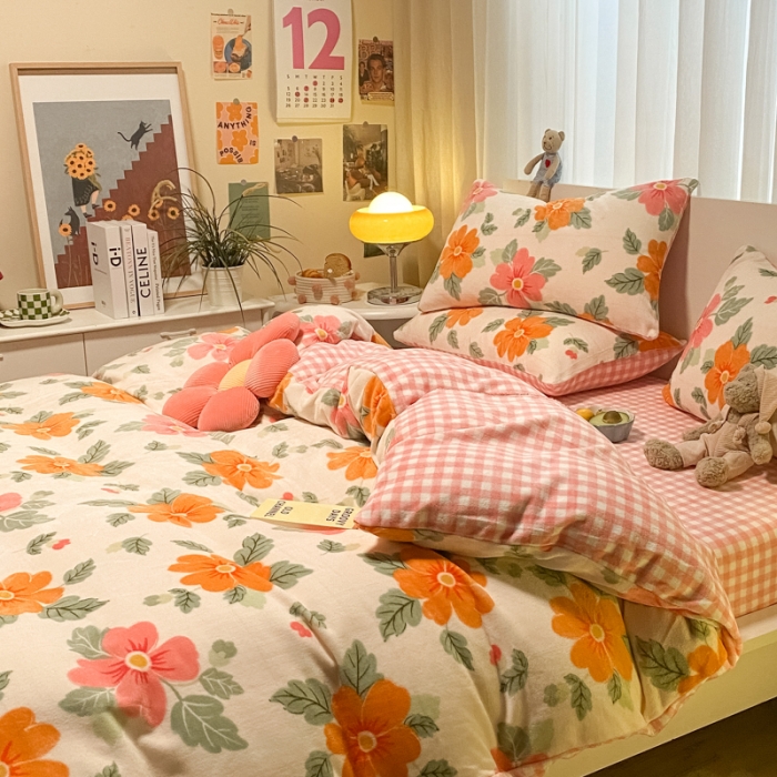 91家纺网 家纺一手货源 找家纺 大渔生活 2024新款牛奶绒印花系列四件套 着迷