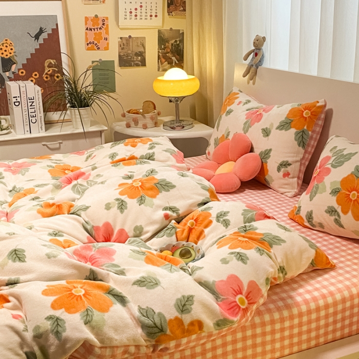 91家纺网 家纺一手货源 找家纺 大渔生活 2024新款牛奶绒印花系列四件套 着迷