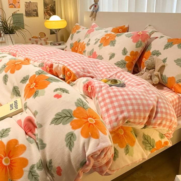 91家纺网 家纺一手货源 找家纺 大渔生活 2024新款牛奶绒印花系列四件套 着迷